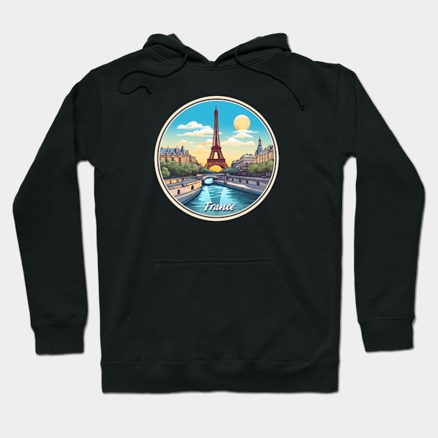 Seal of France, Eiffel Tower, River Seine Hoodie by 8 Arts